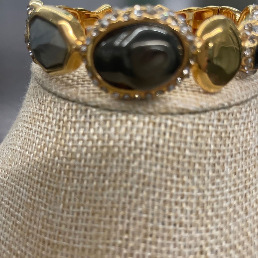 NWOT Alexis Bittar Cuff Bracelet With Multicolored Stones and Rhinestones - Picture 2 of 5